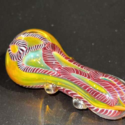 淺黃紅白紋玻璃PIPE - 蛇膽 3