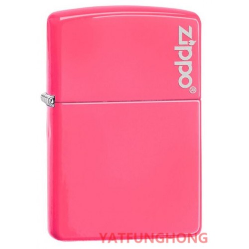 Zippo 瑩光粉紅與商標火機 (28886ZL)