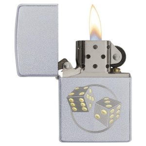 Dice Zippo Lighter in Satin Chrome 29412 1