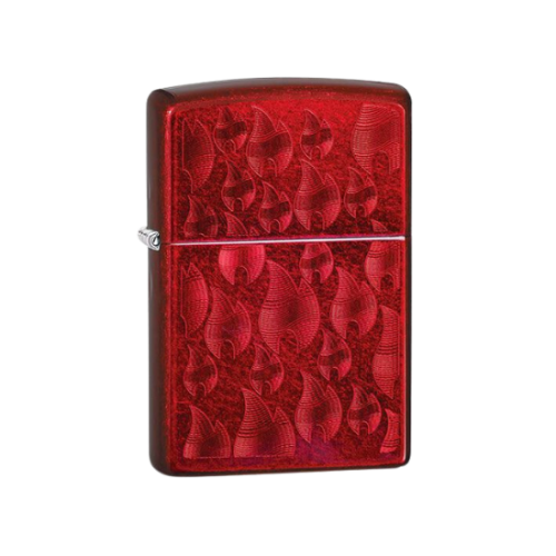 Iced Zippo Flame Design Zippo Lighter in Candy Apple Red - 29824