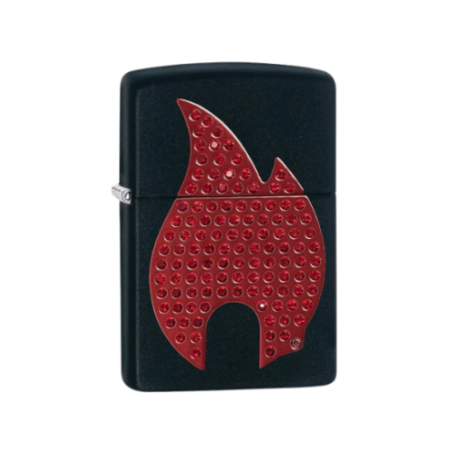 Zippo flame emblem-sparkling black matte finish full size Lighter - 29106