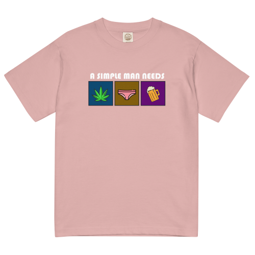 A SIMPLE MEN NEEDS 輕質棉質 T Shirt – 粉紅色